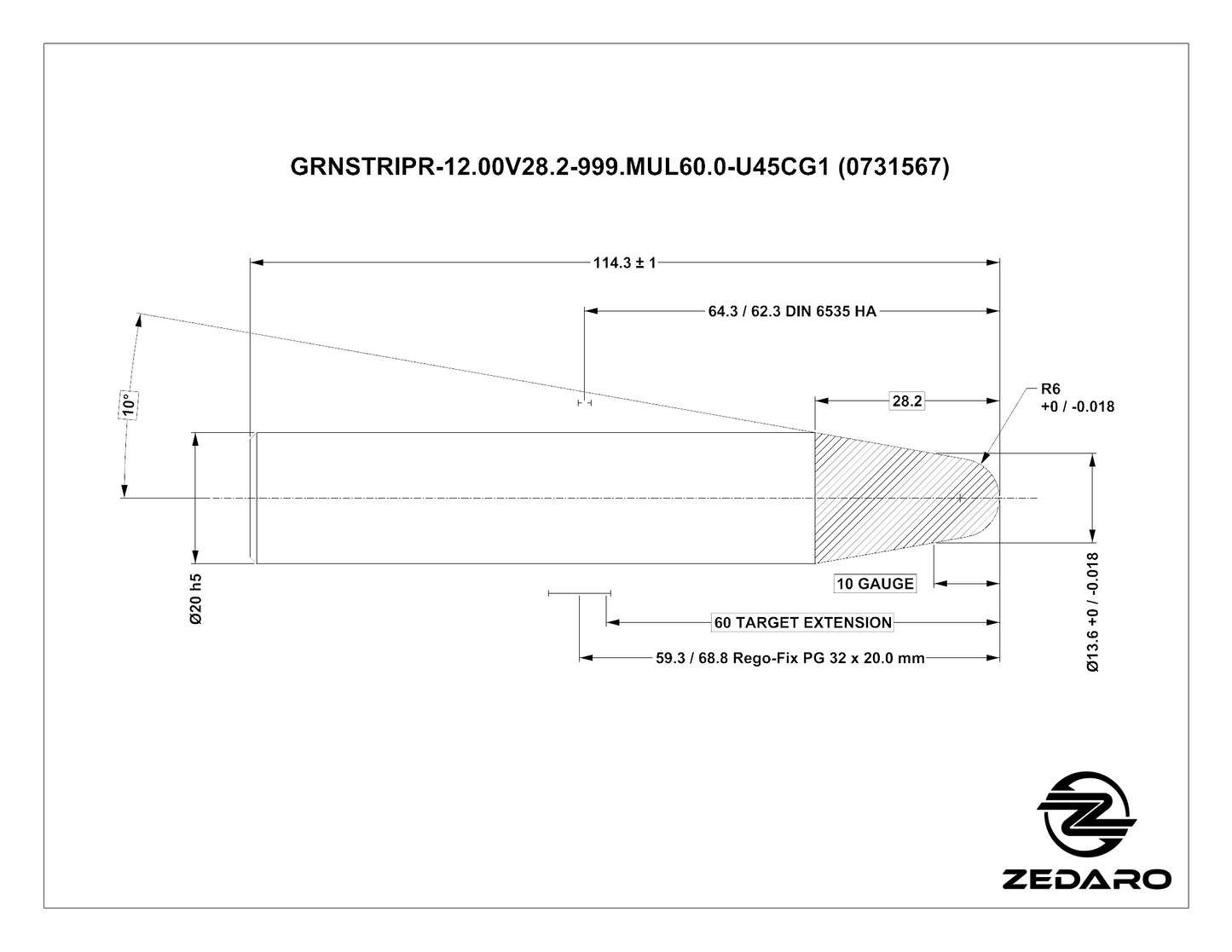 Zedaro GRNSTRIPR-12.00V28.2-999.MUL60.0-U45CG1 (0731567)