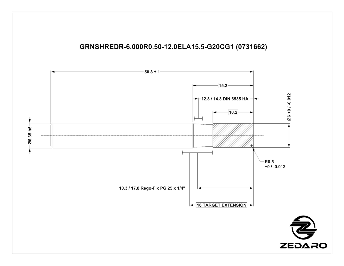 Zedaro GRNSHREDR-6.000R0.50-12.0ELA15.5-G20CG1 (0731662)