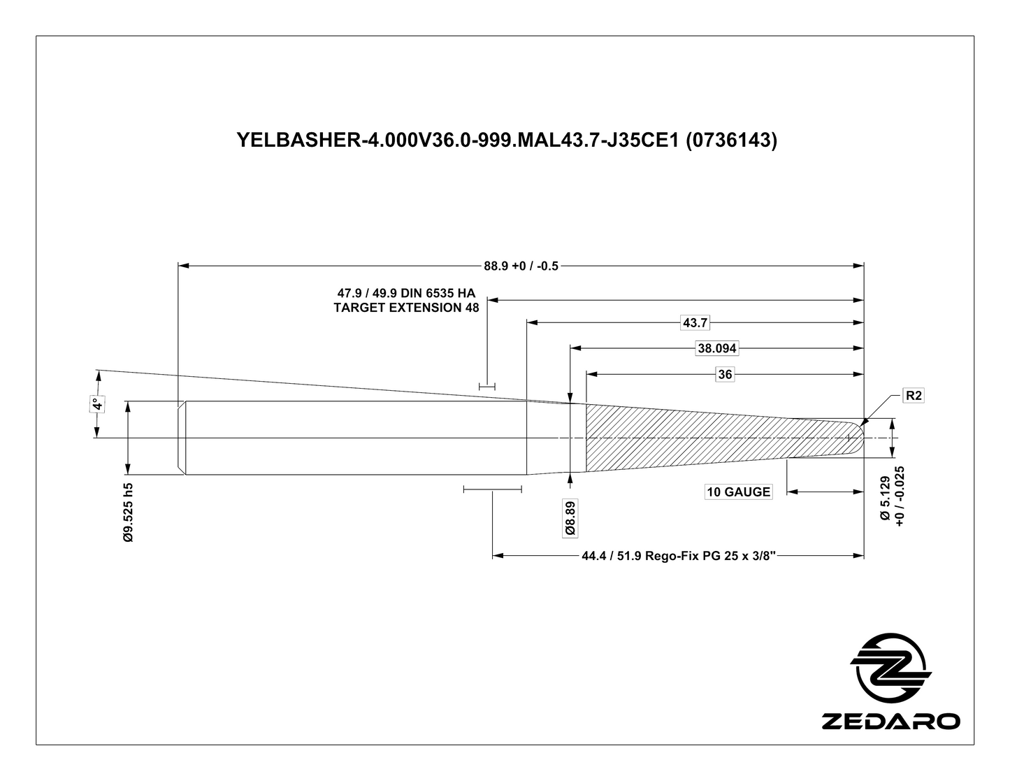 Zedaro YELBASHER-4.000V36.0-999.MAL43.7-J35CE1 (0736143)