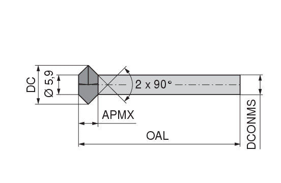 Ceratizit N.EF.8,0.0°.Z4.HA TI1000 SOLID CARBIDE NC DEBURRING CUTTER 5215908000 (0728419)