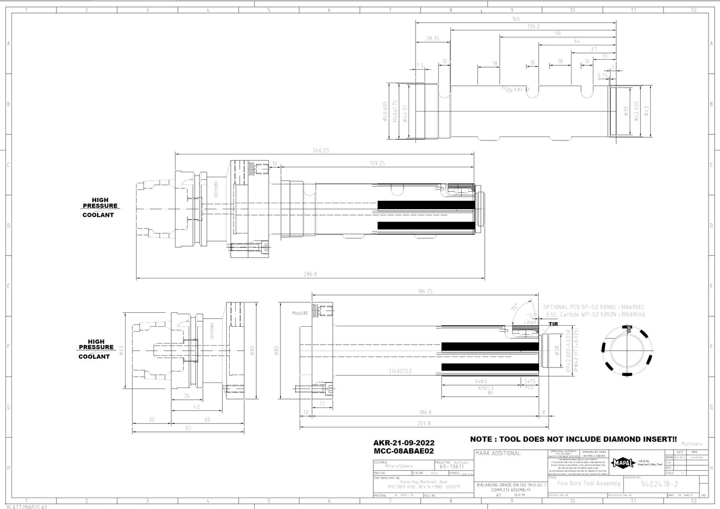 Mapal Fine boring tool Ø42.000 Fine boring tool with WP system 31402553 (Y200136) (0702835)