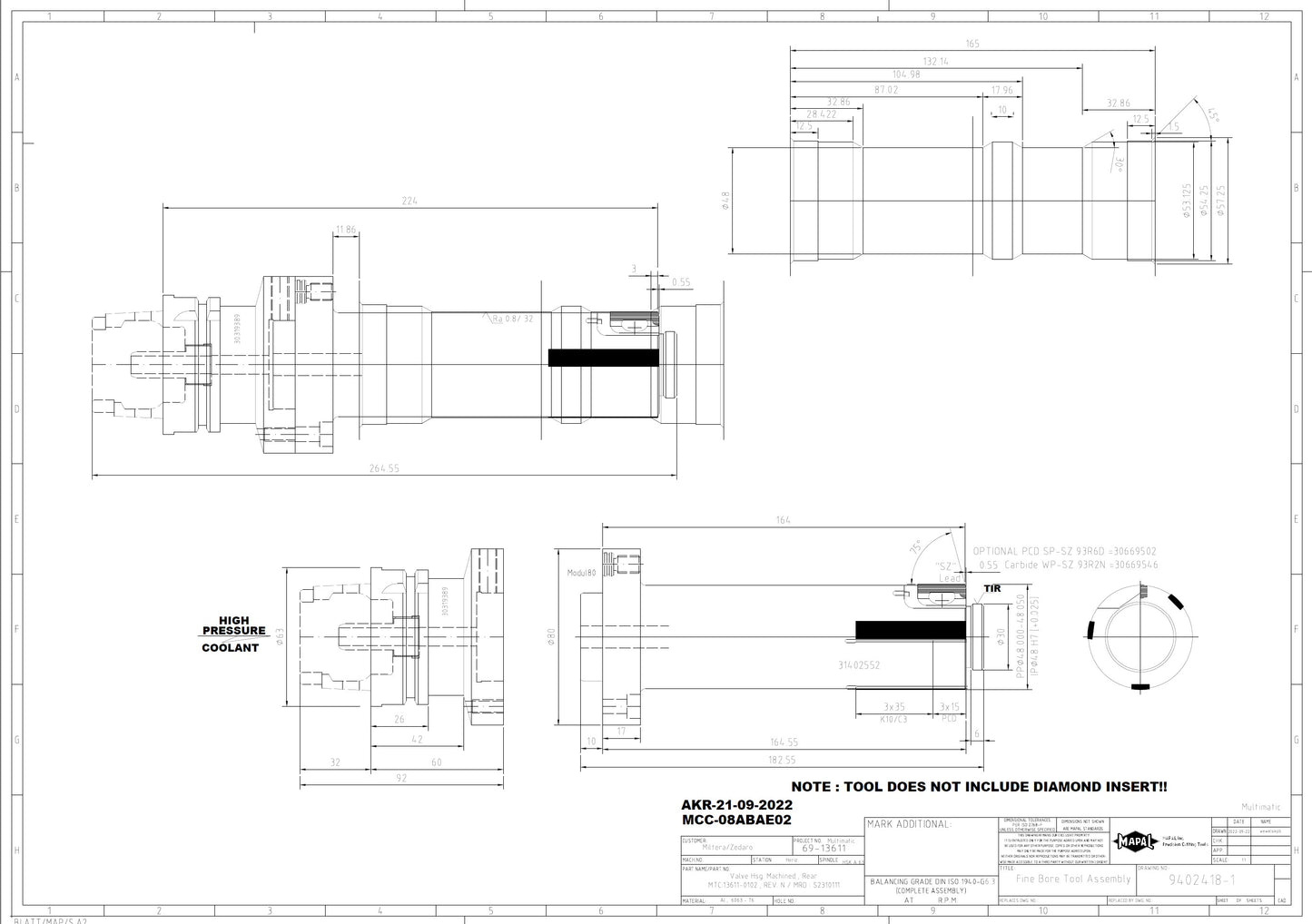 Mapal Fine boring tool Ø48.000 Fine boring tool with WP system 31402552 (Y200130) (0702834)