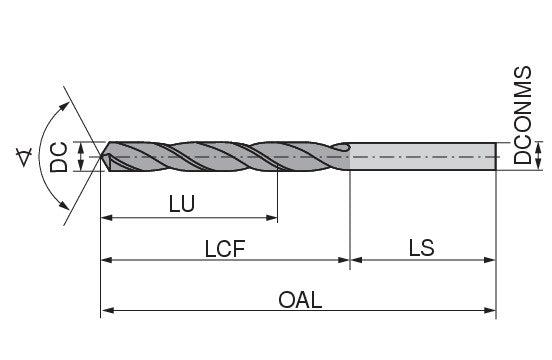Ceratizit WTL-R2.2,50.R.10D.DIN1869 F.NIT CoreLine Twist Drills (DIN 1869), extra-long, Series 10245025 (0654352)
