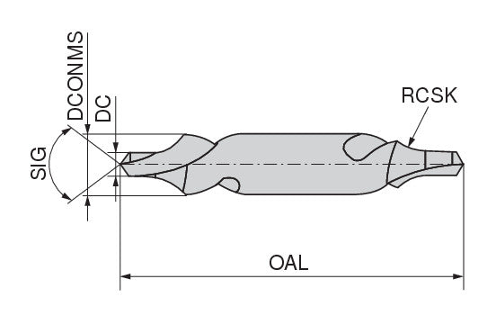 Ceratizit N-ZB.2,50.L.DIN333-R CoreLine Centre Drills (DIN 333), Form 10475250 (0726862)
