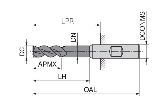 Ceratizit 3A0008-19000.0520.R02..HB.B580 AluLine End Mill W 5363619300 (0718358)