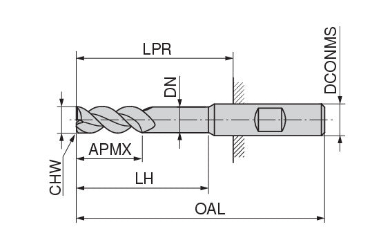 Ceratizit 3A0008-11000.0250.R02.A00100.HB.B270 AluLine End Mill W 5362011100 (0718599)