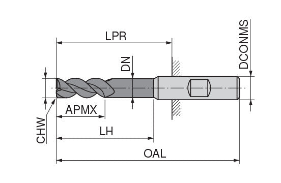 Ceratizit 3A0008-02500.0065.R02.A00050.HB.B580 AluLine End Mill W 5363202800 (0718535)
