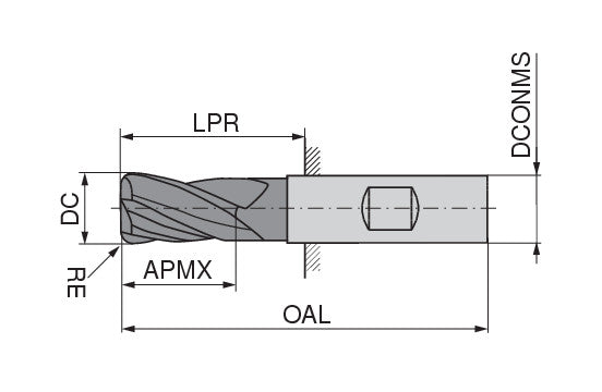 Ceratizit 3DX102-04375.10000.R03.R00600.SF.X106 CoreLine End Mills With Corner Radius AL 5902443823 (0717603)