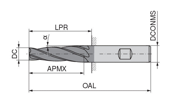 Ceratizit N.GS.12.0.30°/0.5°.Z6.HB.30 TI1000 Die Milling Cutter 52291009 (0650876)