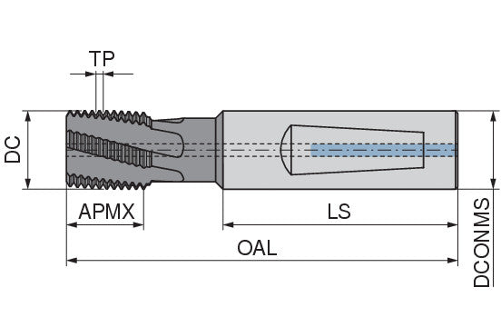 Ceratizit GWF 20X32XM2,00 SR TICN MonoThread - Shank Thread Milling Cutter - SGF TOMILL 5052620210 (0682249)