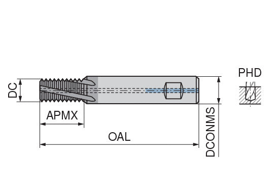Ceratizit SGF.M12X1.HB.10.26.0.IR/IL.IK TI500 MonoThread - Thread Milling Cutter 54802120 (0650651)