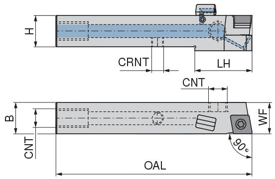 Ceratizit SCACL 1616 H09 DC CoreLine - 90° - Tool Holder With Screw Clamping 7076601601 (0722142)