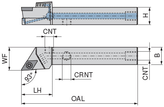 Ceratizit SDJCR 1212 F07 DC CoreLine - 93° - Tool Holder With Screw Clamping 7077301200 (0722573)