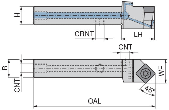Ceratizit SSSCL 1212 F09 DC CoreLine - 45° - Tool Holder With Screw Clamping 7077701201 (0722586)