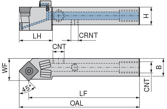 Ceratizit SSSCR 1616 H12 DC CoreLine - 45° - Tool Holder With Screw Clamping 7077711600 (0722594)