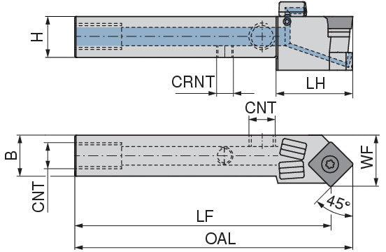 Ceratizit SSSCL 1616 H12 DC CoreLine - 45° - Tool Holder With Screw Clamping 7077711601 (0722588)