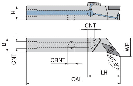 Ceratizit SVHCL 1212 F11 DC CoreLine - 107.5° - Tool Holder With Screw Clamping 7077901201 (0722171)