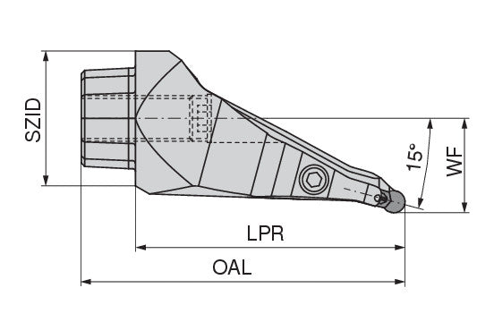 Ceratizit OC50-X32-4S-L15H MaxiGroove 15° Reinforced Tool Head For Axial Clamping OvalFlex 7459601501 (0722078)