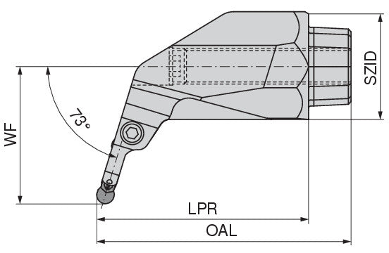 Ceratizit OC50-X32-4S-R73H MaxiGroove 73° Reinforced Tool Head For Axial Clamping OvalFlex 7459607300 (0721964)