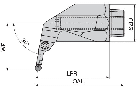 Ceratizit OC50-X32-4S-R80H MaxiGroove 80° Reinforced Tool Head For Axial Clamping OvalFlex 7459608000 (0722100)