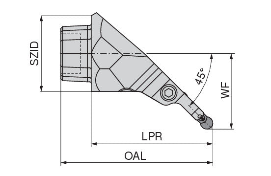 Ceratizit OC50R-X32-4S-L45E MaxiGroove 45° Reinforced Tool Head For Radial Clamping OvalFlex 7459654501 (0722084)