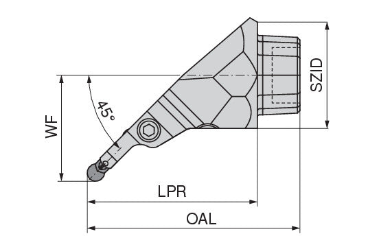 Ceratizit OC50R-X32-4S-R45F MaxiGroove 45° Reinforced Tool Head For Radial Clamping OvalFlex 7459654500 (0722083)