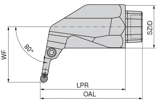 Ceratizit OC50R-X32-4S-R80H MaxiGroove 80° Reinforced Tool Head For Radial Clamping OvalFlex 7459658000 (0721966)