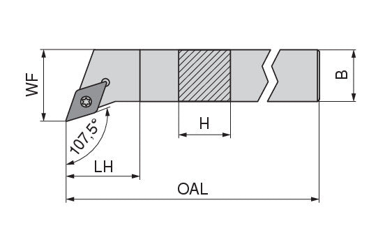 Ceratizit SDHCR 1212 F07 MaxiLock-S - 107.5° - Toolholder With Screw Clamping 70688012 (0710473)