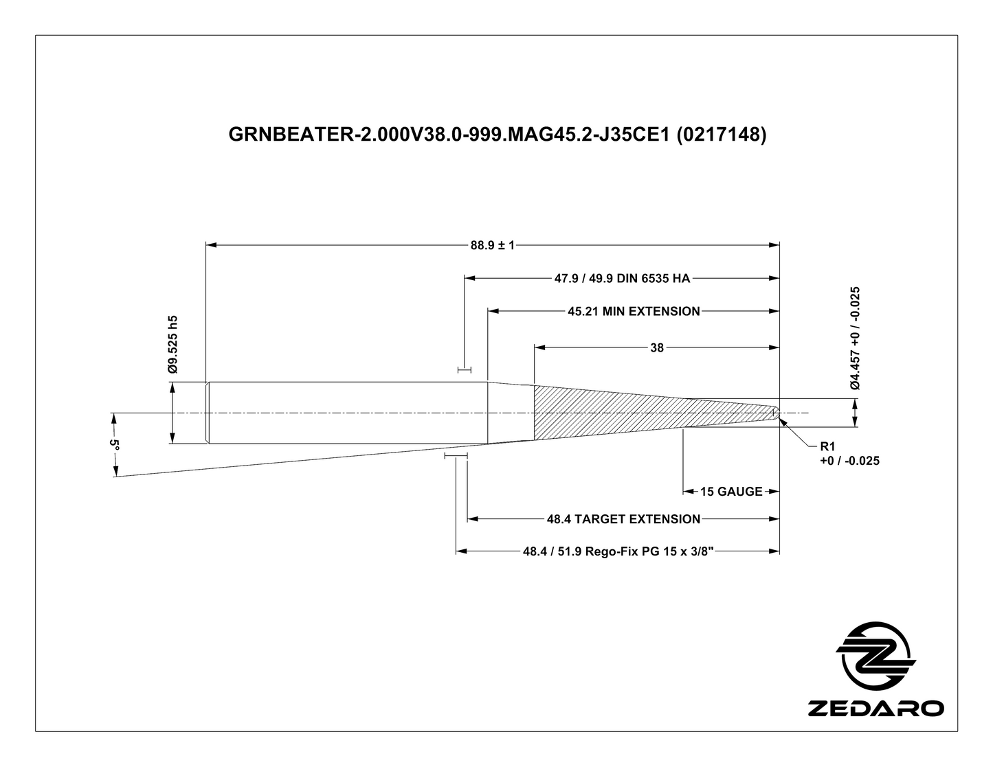 Zedaro GRNBEATER-2.000V38.0-999.MAG45.2-J35CE1 (0217148)