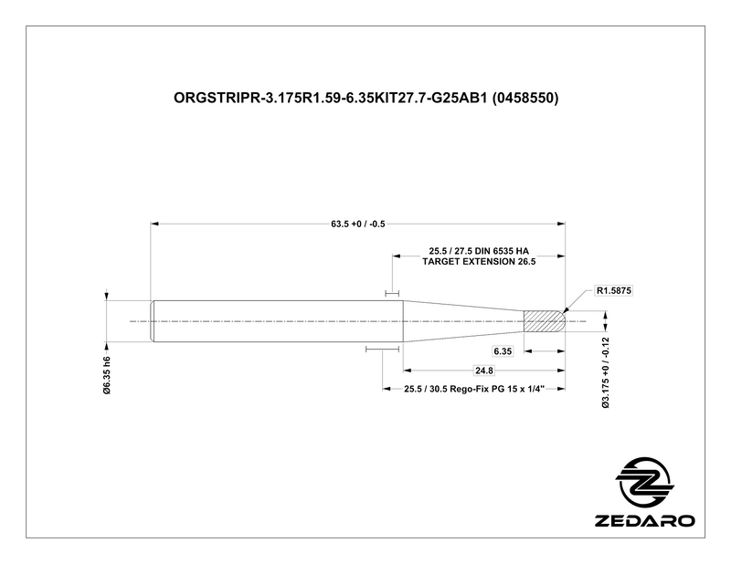 Zedaro ORGSTRIPR-3.175R1.58-6.35KIT24.8-G25AB1 (0458550)