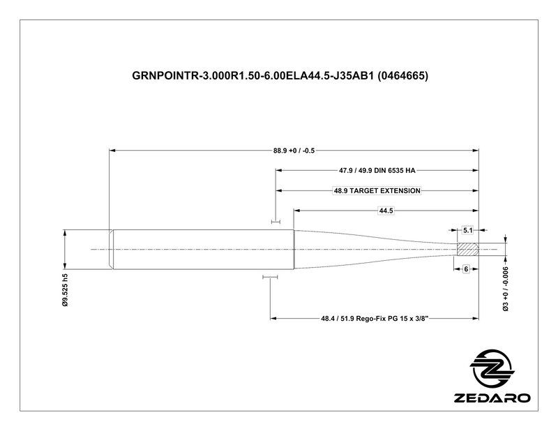 Zedaro GRNPOINTR-3.000R1.50-6.00ELA44.5-J35AB1 (0464665)