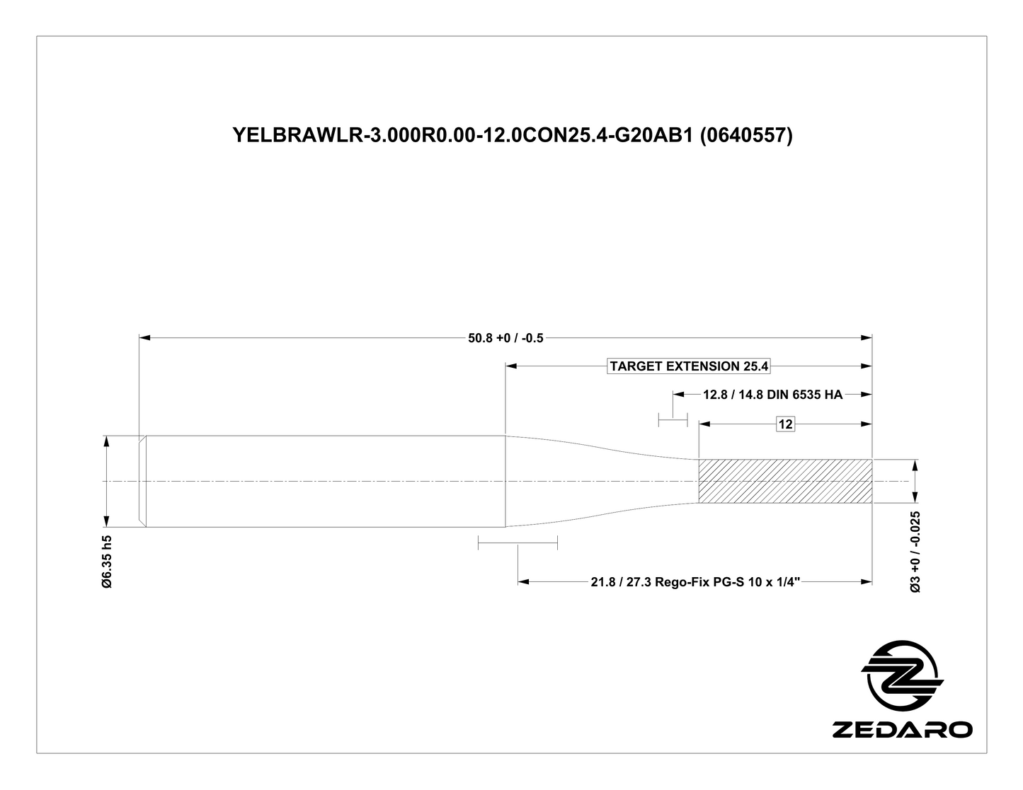 Zedaro YELBRAWLR-3.000R0.00-12.0CON25.4-G20AB1 (0640557)