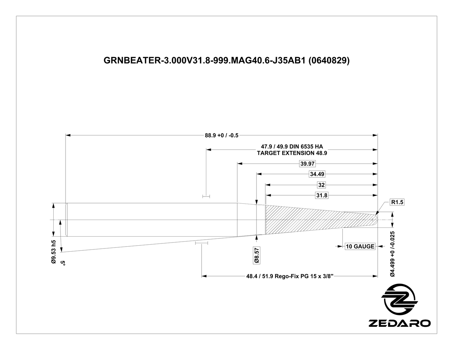 Zedaro GRNBEATER-3.000V31.8-999.MAG40.6-J35AB1 (0640829)