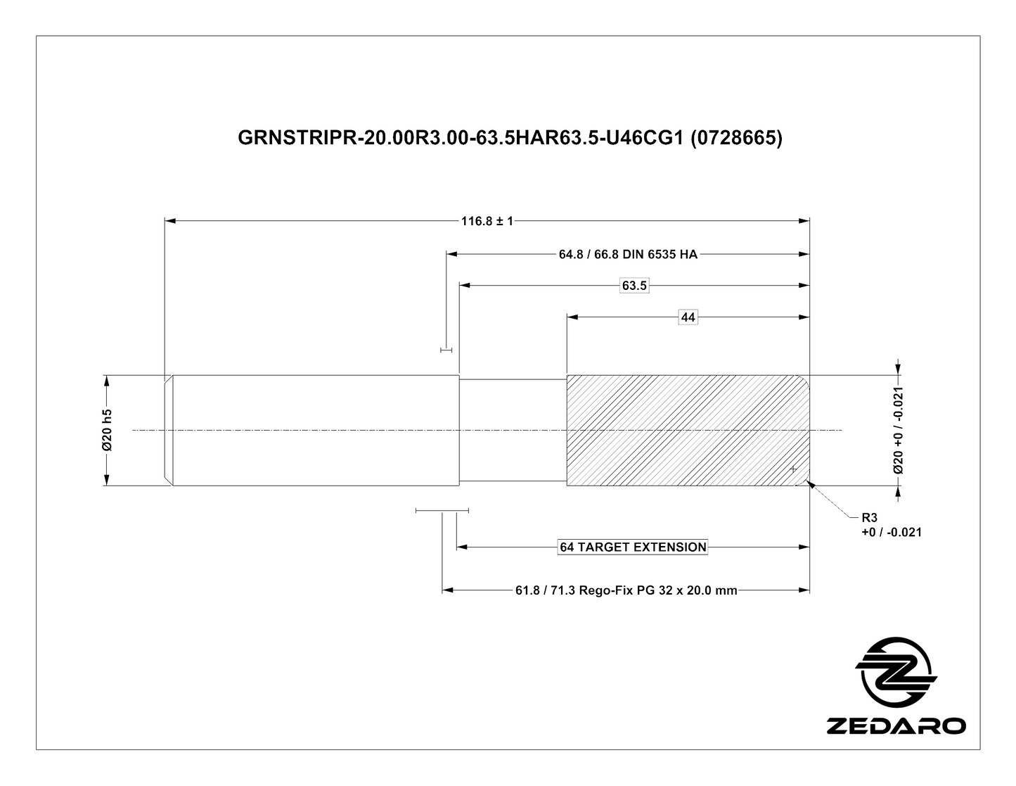 Zedaro GRNSTRIPR-20.00R3.00-63.5HAR63.5-U46CG1 (0728665)