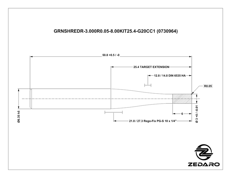 Zedaro GRNSHREDR-3.000R0.05-8.00KIT25.4-G20CC1 (0730964)