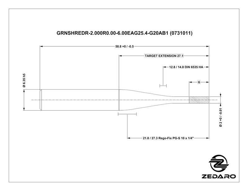 Zedaro GRNSHREDR-2.000R0.00-6.00EAG25.4-G20AB1 (0731011)