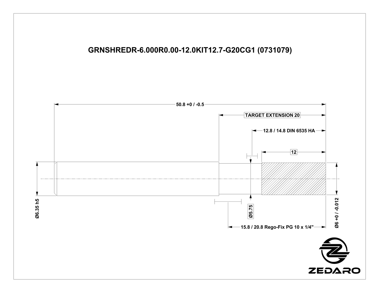 Zedaro GRNSHREDR-6.000R0.00-20.0KIT20.0-G20CG1 (0731079)
