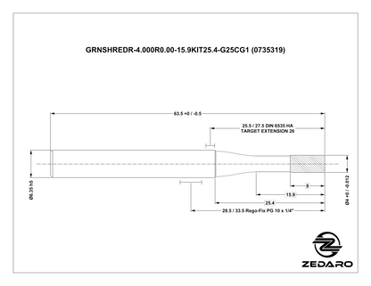 Zedaro GRNSHREDR-4.000R0.00-15.9KIT25.4-G25CG1 (0735319)