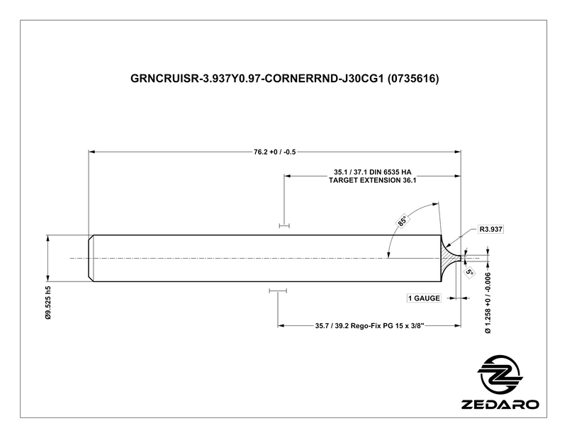 Zedaro GRNCRUISR-3.937Y0.97-CORNERRND-J30CG1 (0735616)
