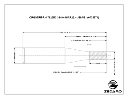 Zedaro ORGSTRIPR-4.763R2.38-10.4HAR25.4-J20AB1 (0735971)