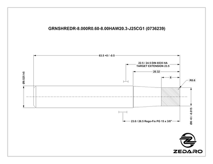 Zedaro GRNSHREDR-8.000R0.60-8.00HAW20.3-J25CG1 (0736239)