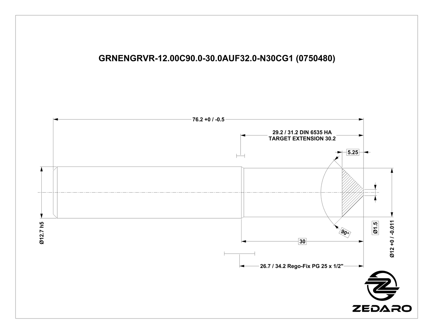 Zedaro GRNENGRVR-12.00C90.0-30.0AUF32.0-N30CG1 (0750480)