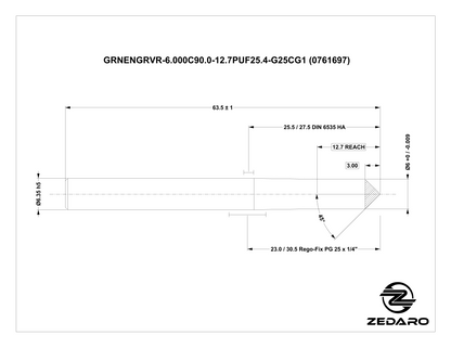 Zedaro GRNENGRVR-6.000C90.0-12.7PUF25.4-G25CG1 (0761697)