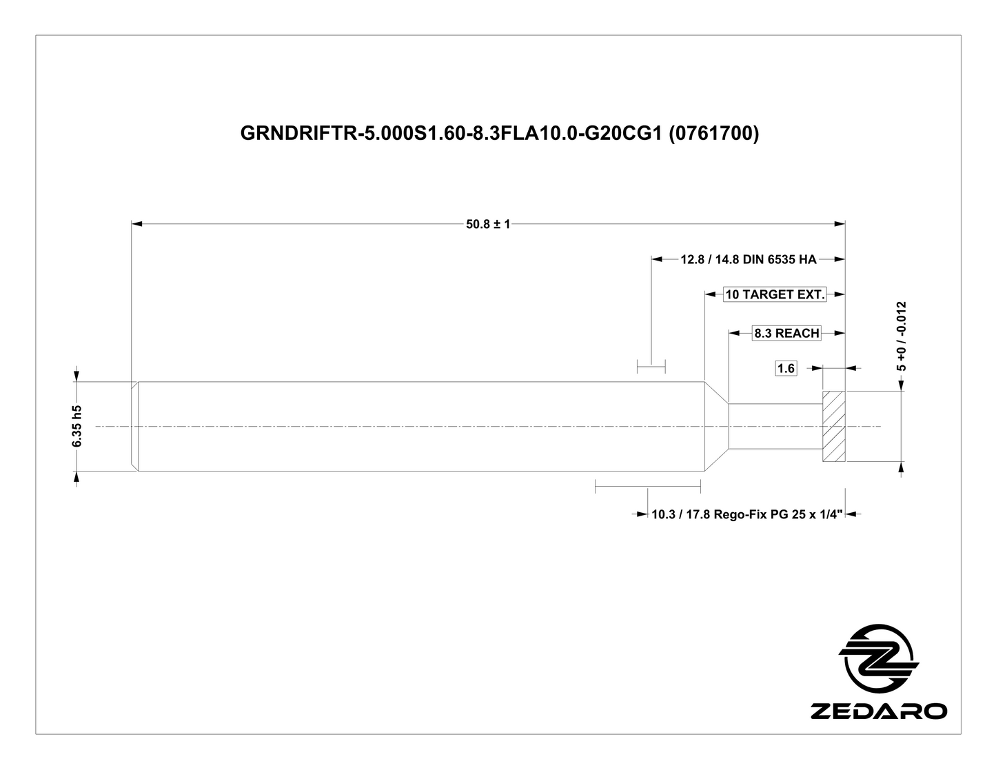 Zedaro GRNDRIFTR-5.000S1.60-8.30FLA10.0-G20CG1 (0761700)