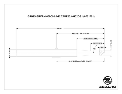 Zedaro GRNENGRVR-4.000C90.0-12.7AUF25.4-G32CG1 (0761701)