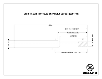 Zedaro GRNSHREDR-4.000R0.00-24.0KIT25.4-G25CG1 (0761704)