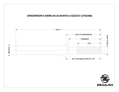 Zedaro GRNSHREDR-5.000R0.00-24.0HAP25.4-G25CG1 (0762596)