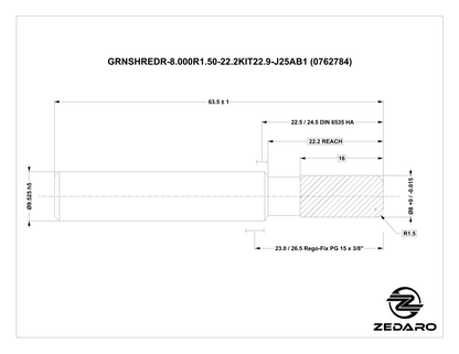 Zedaro GRNSHREDR-8.000R1.50-22.2KIT22.9-J25AB1 (0762784)