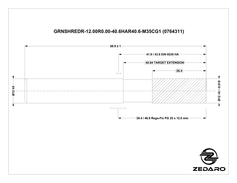 Zedaro GRNSHREDR-12.00R0.00-40.6HAR40.6-M35CG1 (0764311)