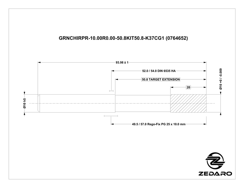 Zedaro GRNCHIRPR-10.00R0.00-50.8KIT50.8-K37CG1 (0764652)